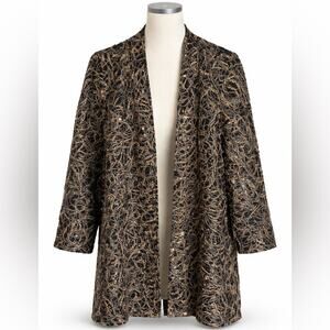 J Jill Woven Textured Open Long Sleeve Cardigan Sweater Blazer Jacket L